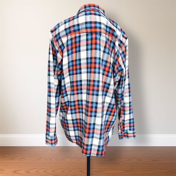 The North Face 2XL Red Blue Plaid Cotton Flannel Shirt Long Sleeve Button Front - Picture 4 of 12